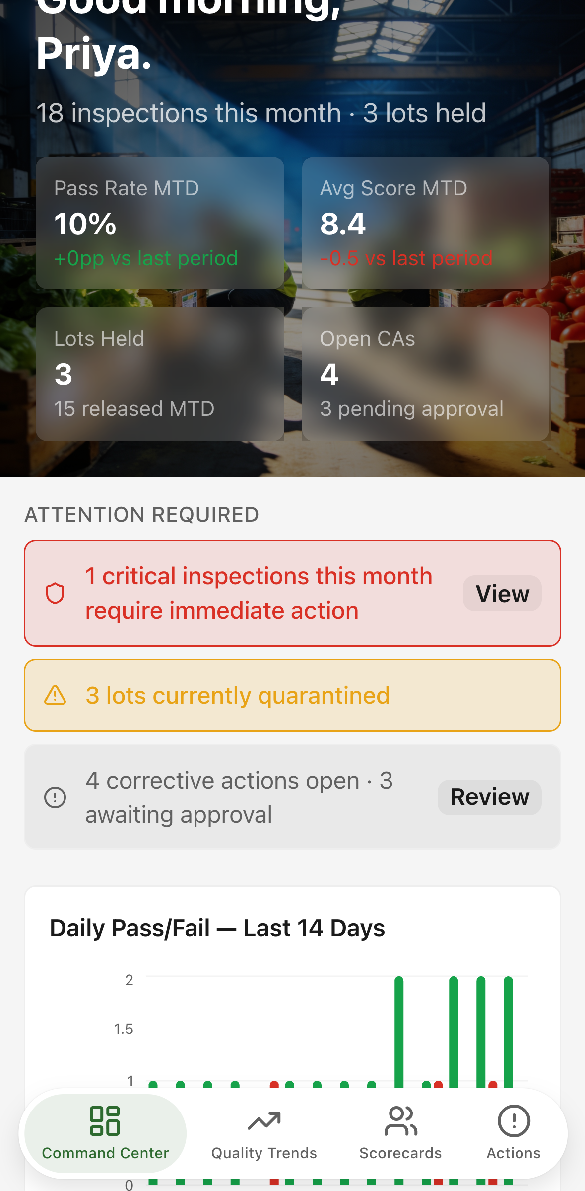 Quality Command — mobile screenshot