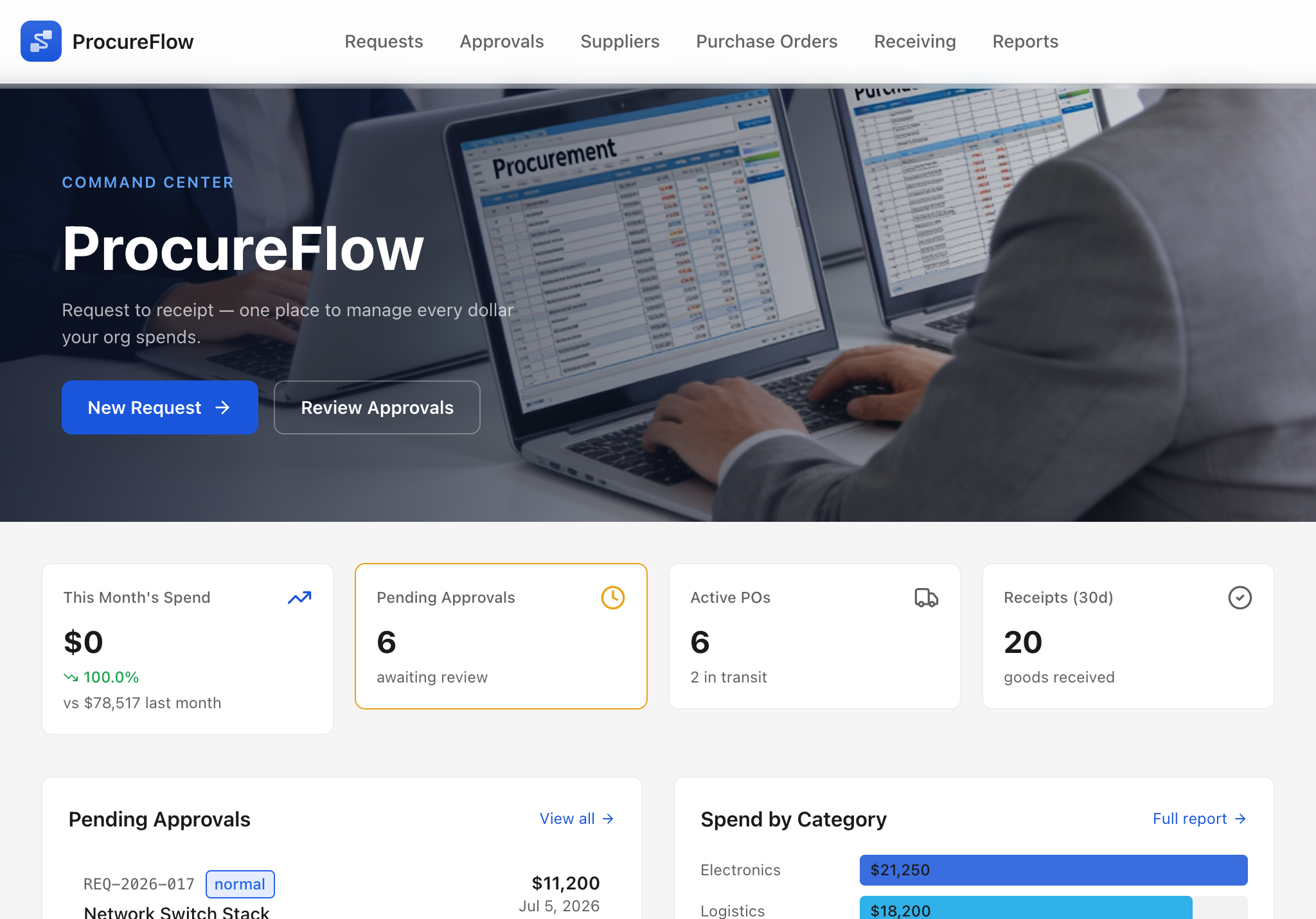 ProcureFlow — tablet screenshot