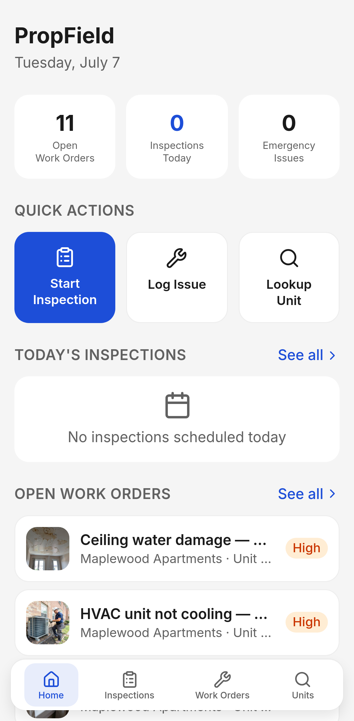 Property Inspector on mobile