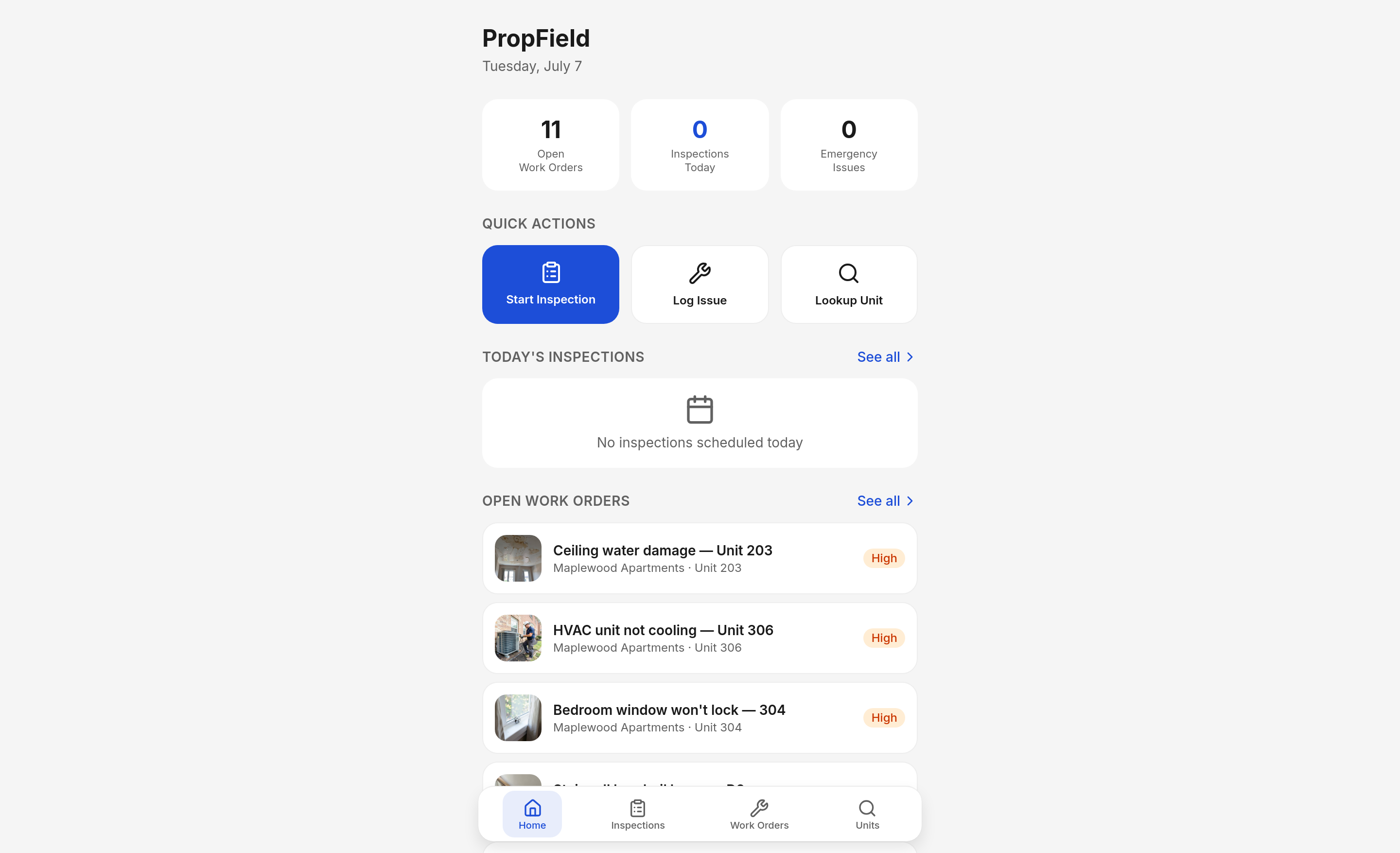 Property Inspector on desktop
