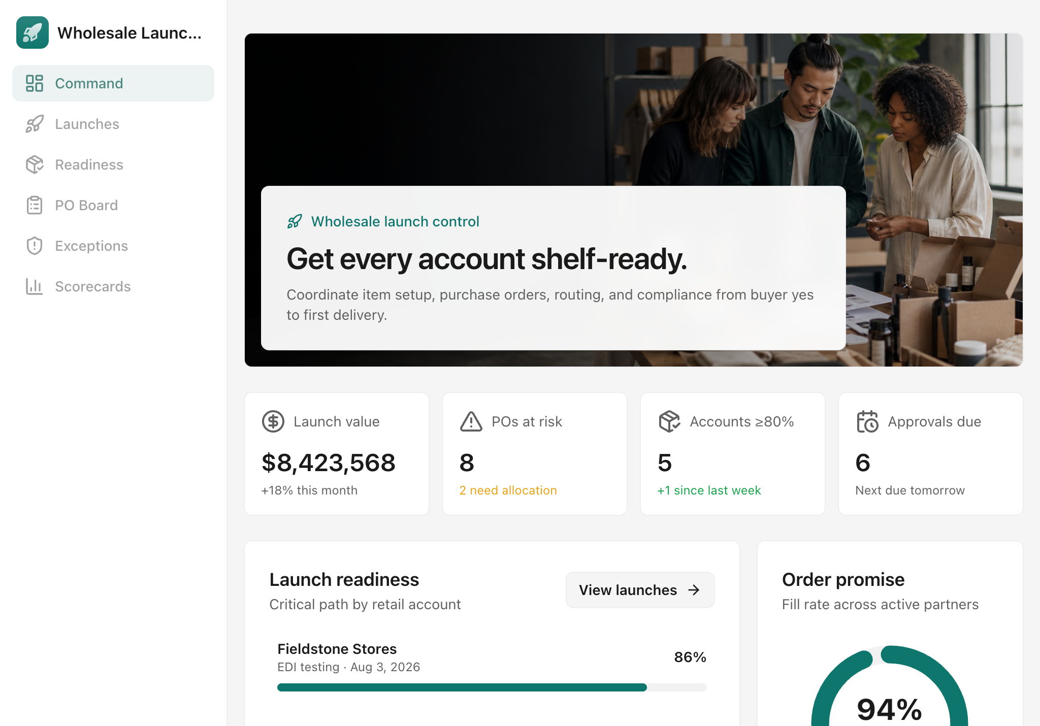 Wholesale Launch Desk — tablet screenshot