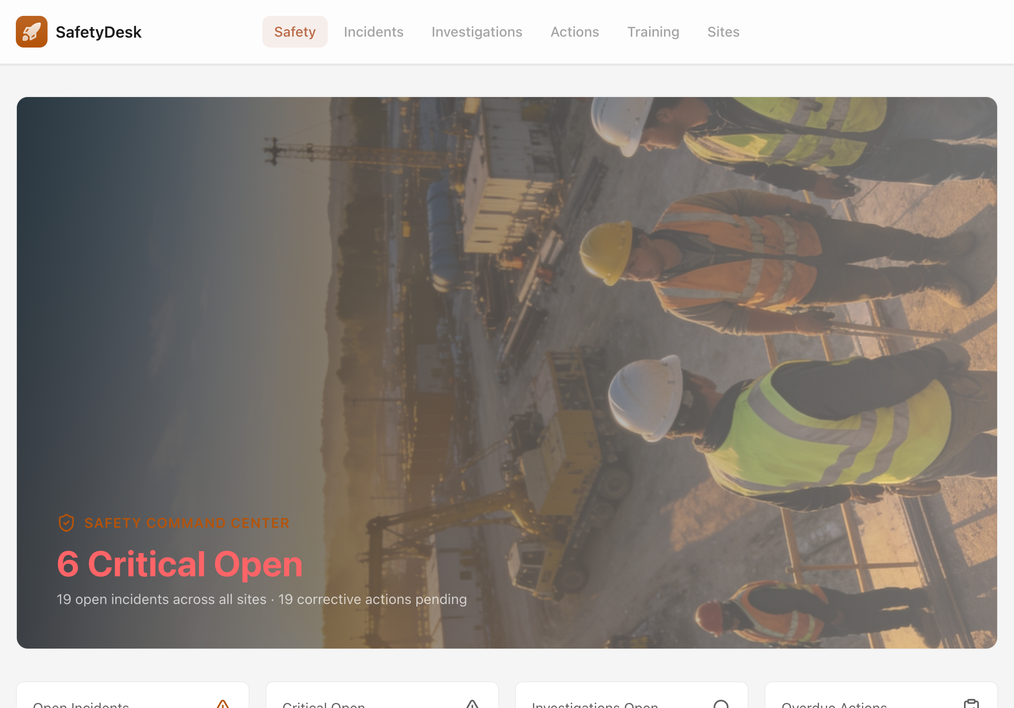 SafetyDesk — tablet screenshot