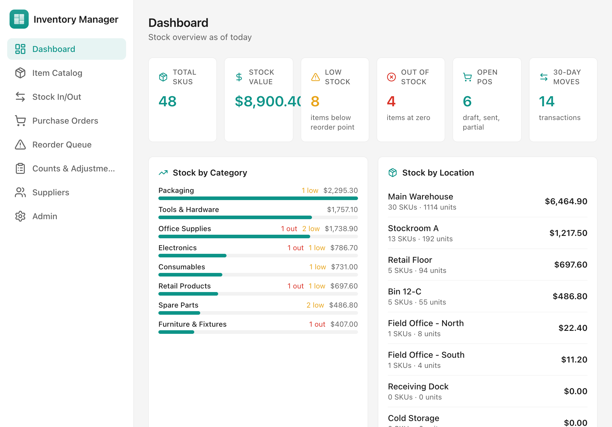 Inventory Manager — tablet screenshot