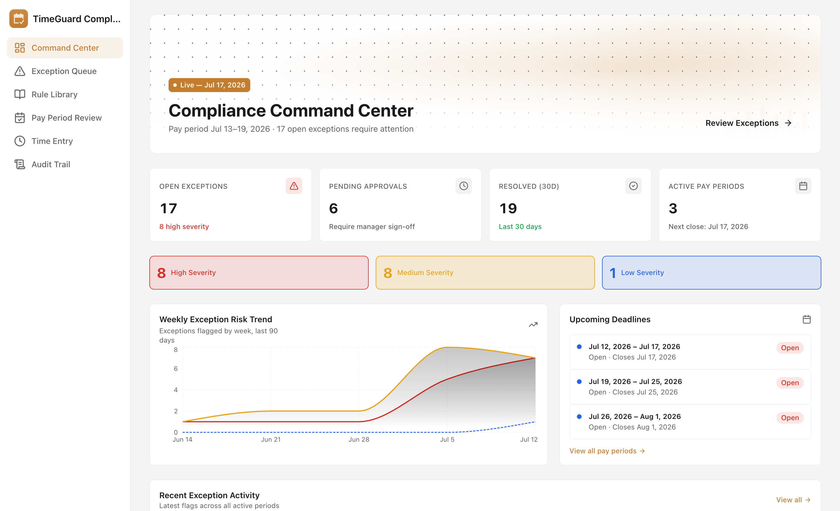 TimeGuard Compliance — desktop screenshot