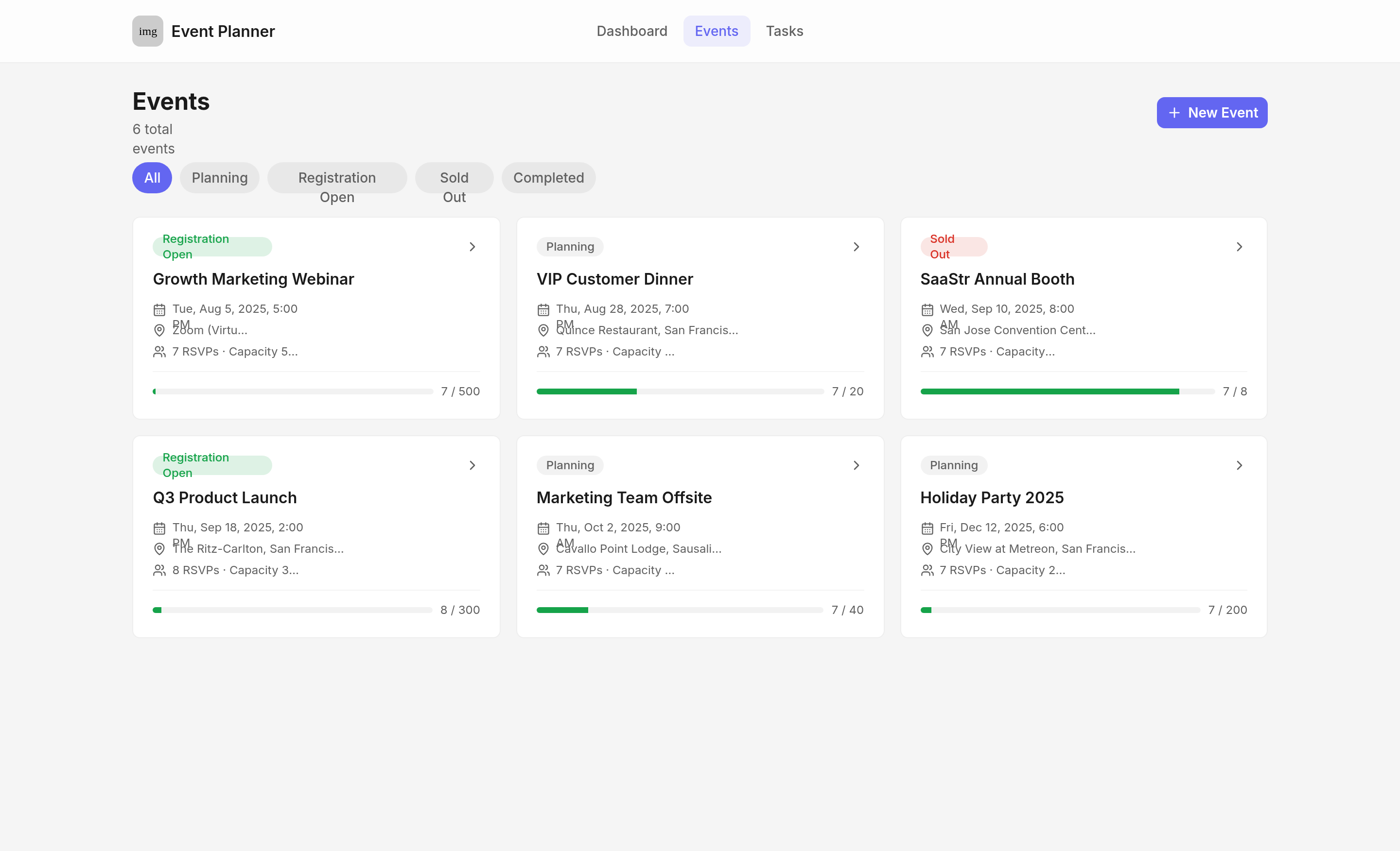 Event Planner — desktop screenshot