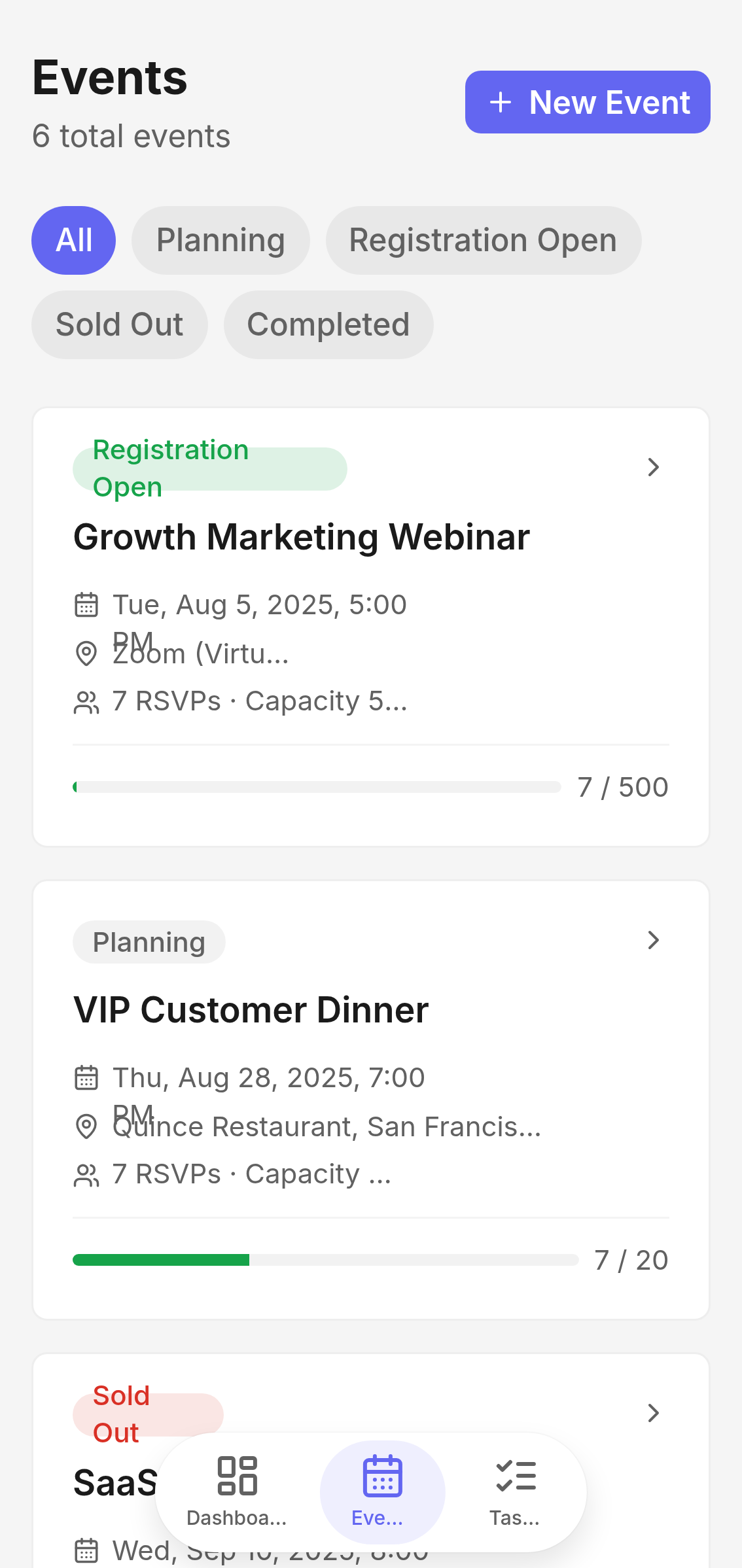 Event Planner — mobile screenshot