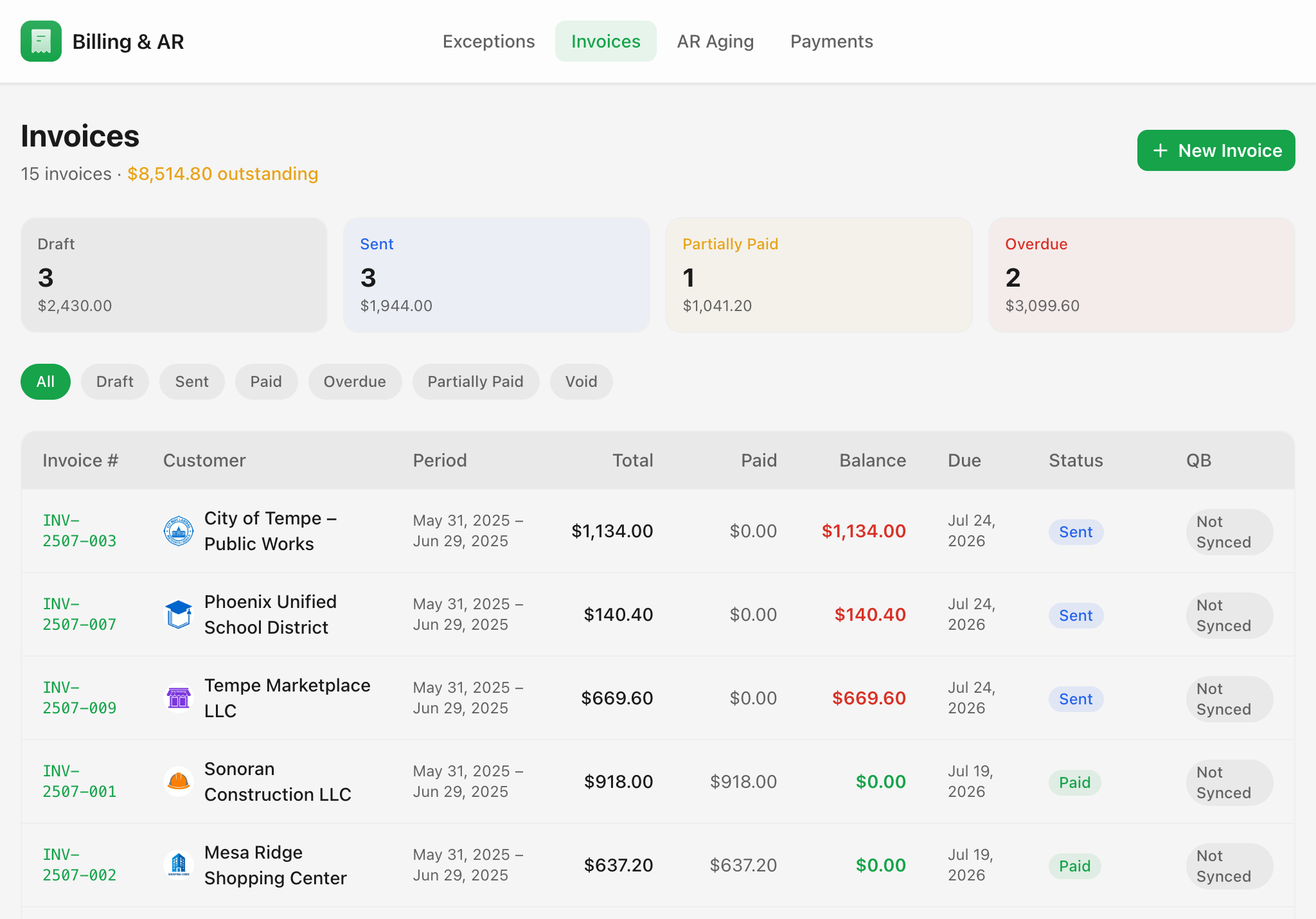 Billing & AR — tablet