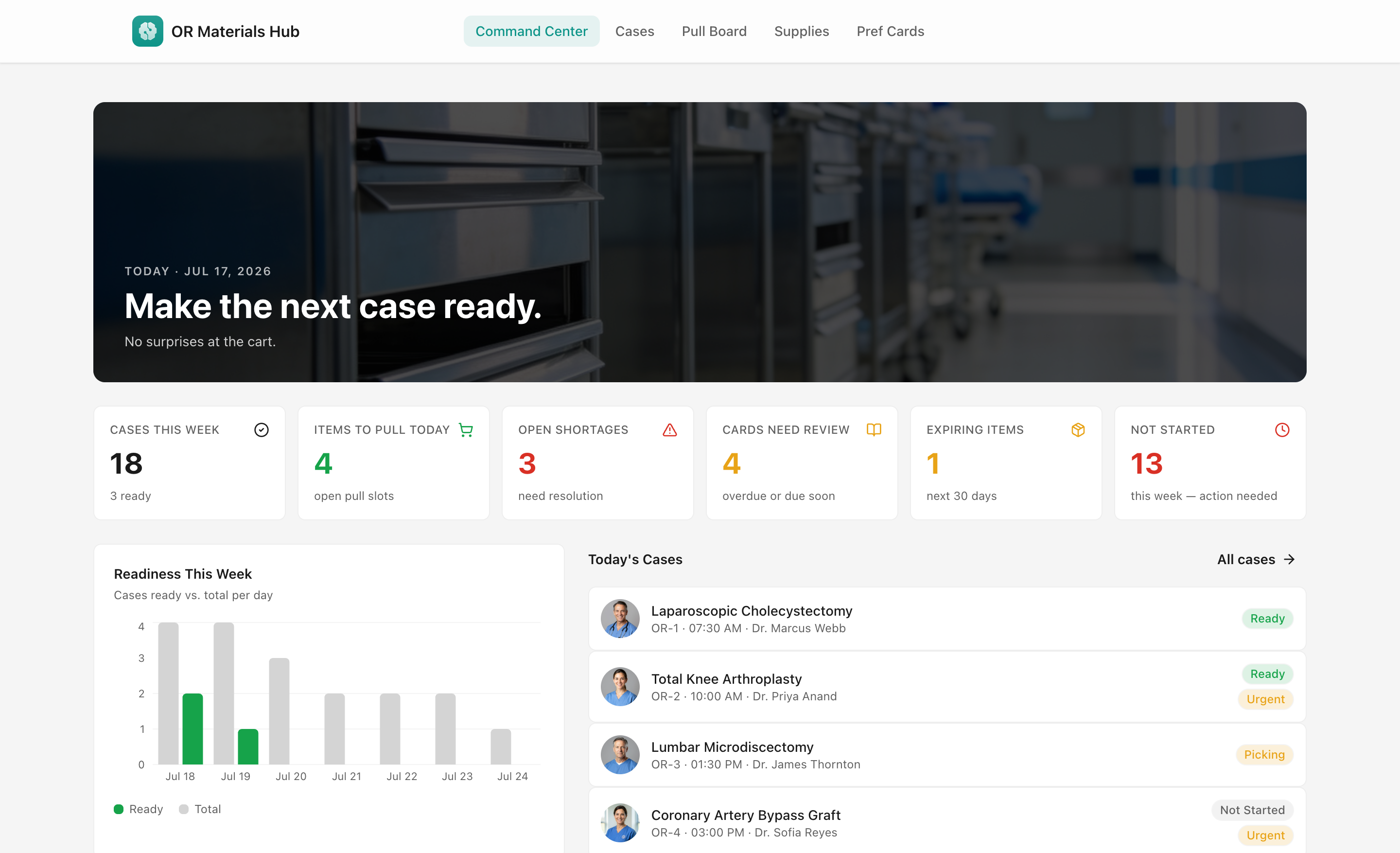 OR Materials Hub — desktop screenshot