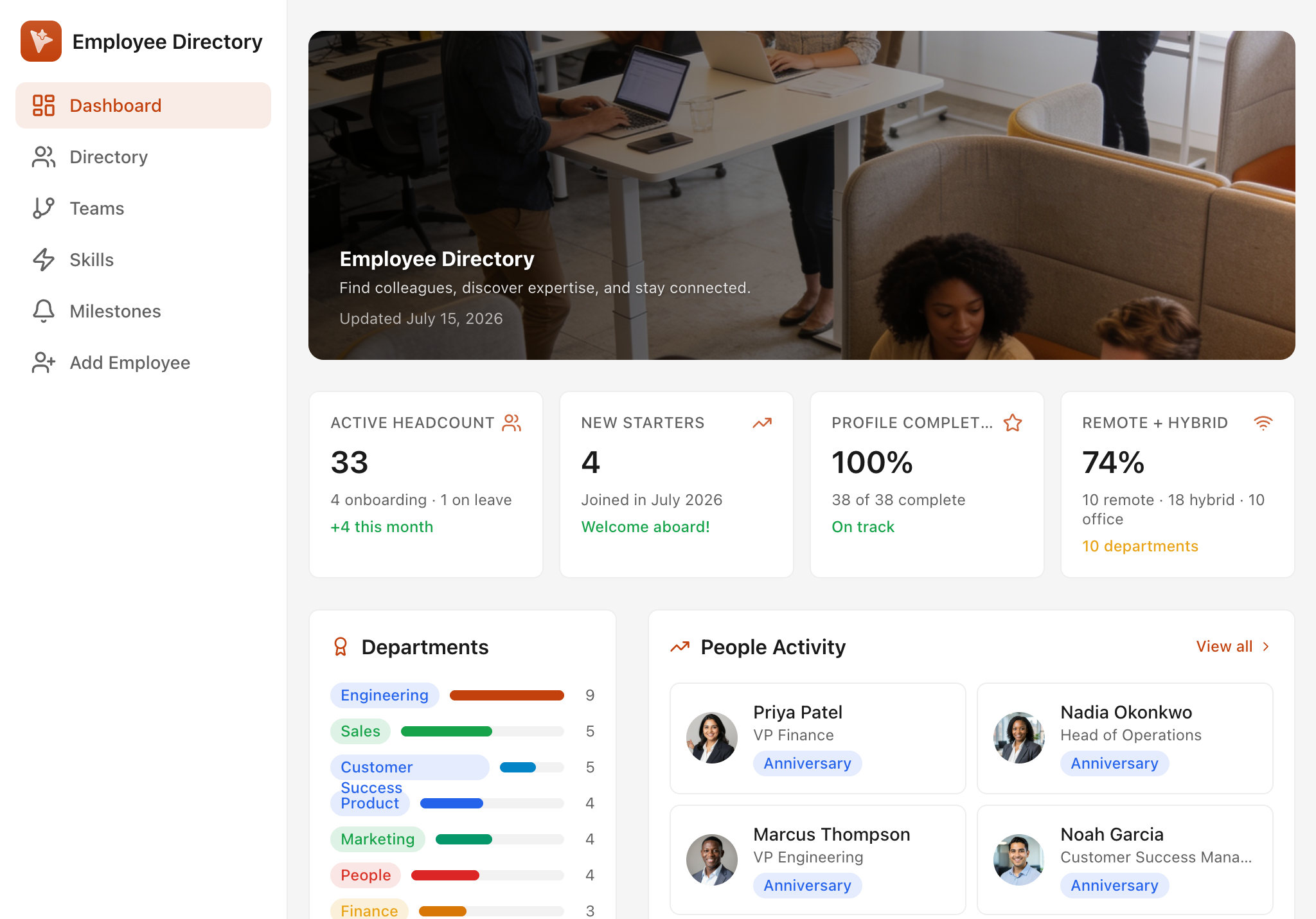 Employee Directory — tablet screenshot
