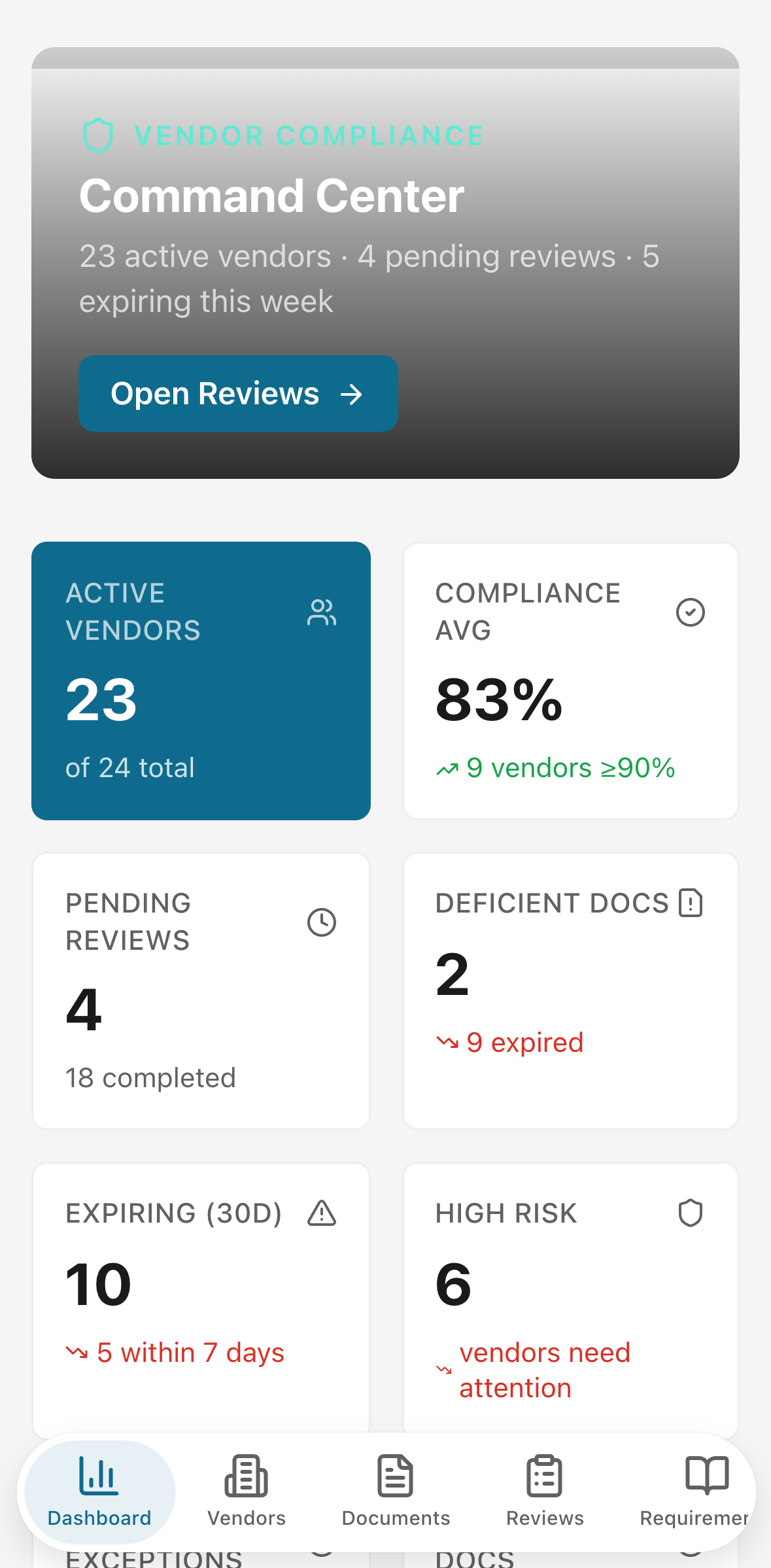 VendorGuard — mobile screenshot