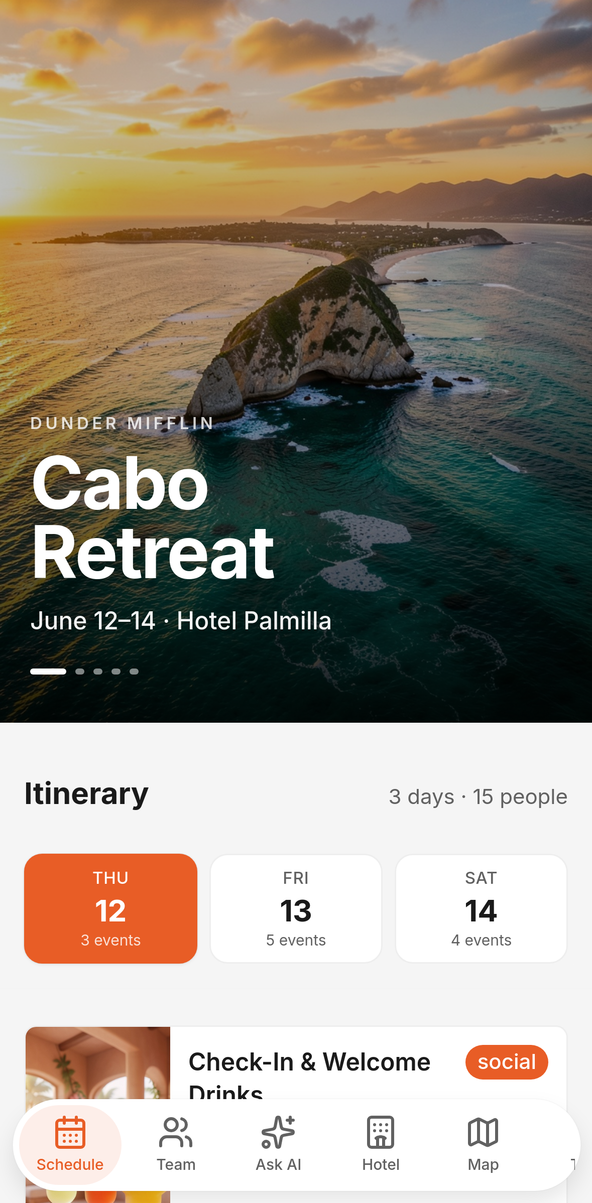 Company Retreat on mobile