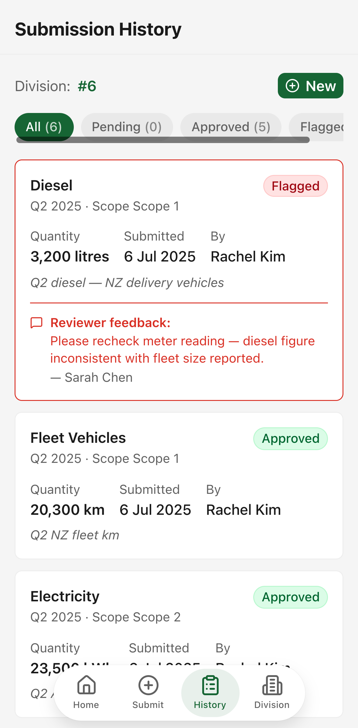ESG Submit — mobile screenshot