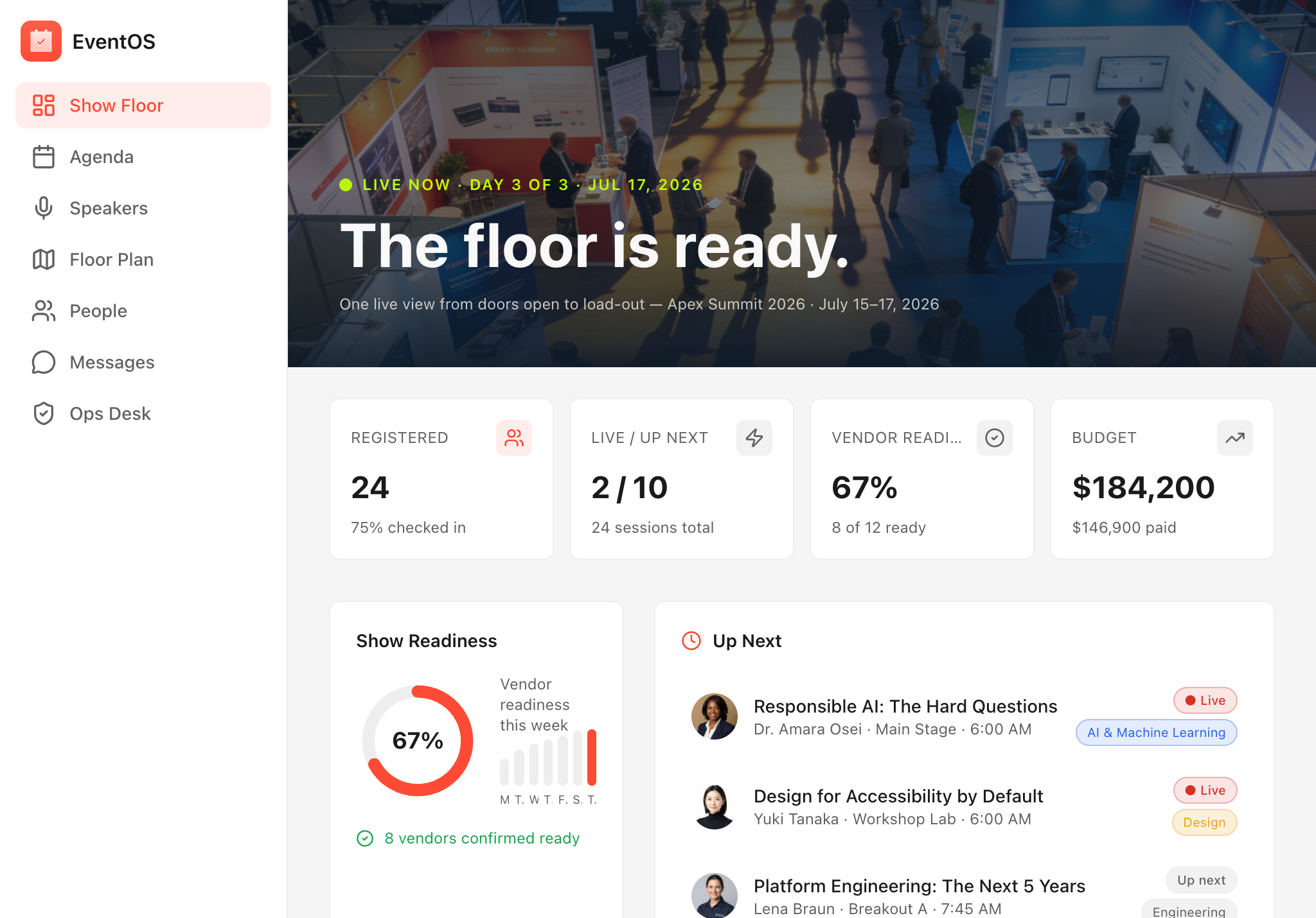 EventOS — tablet screenshot