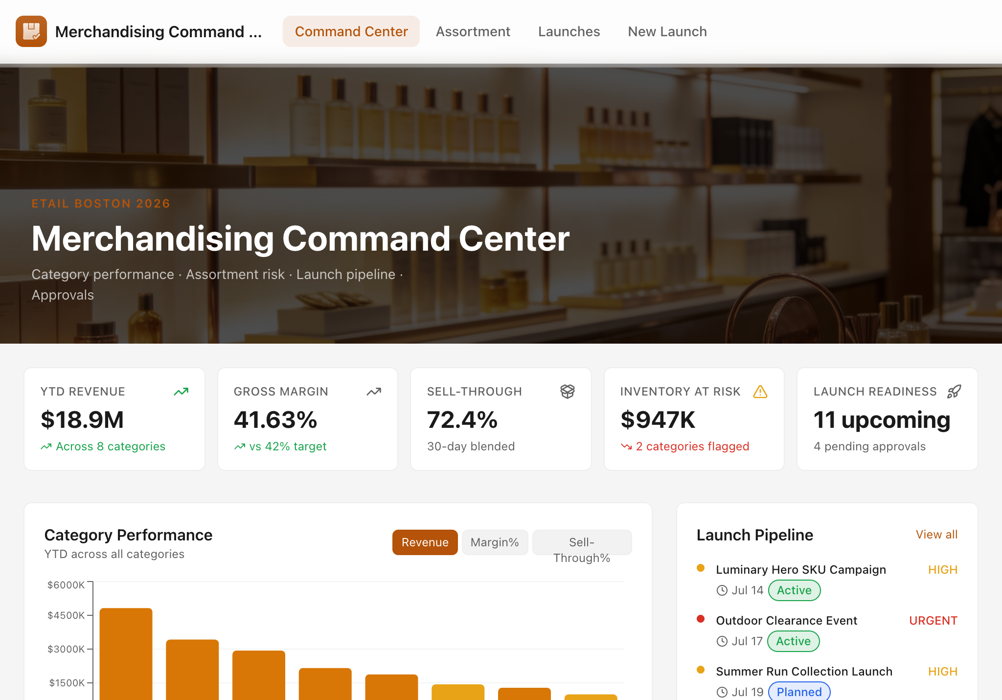 Merchandising Command Center — tablet screenshot