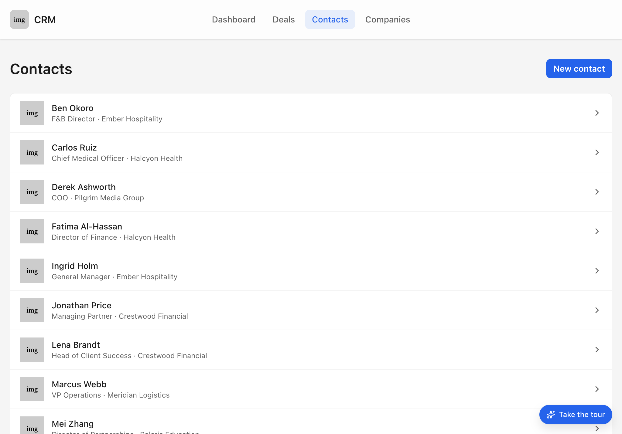 CRM — tablet screenshot