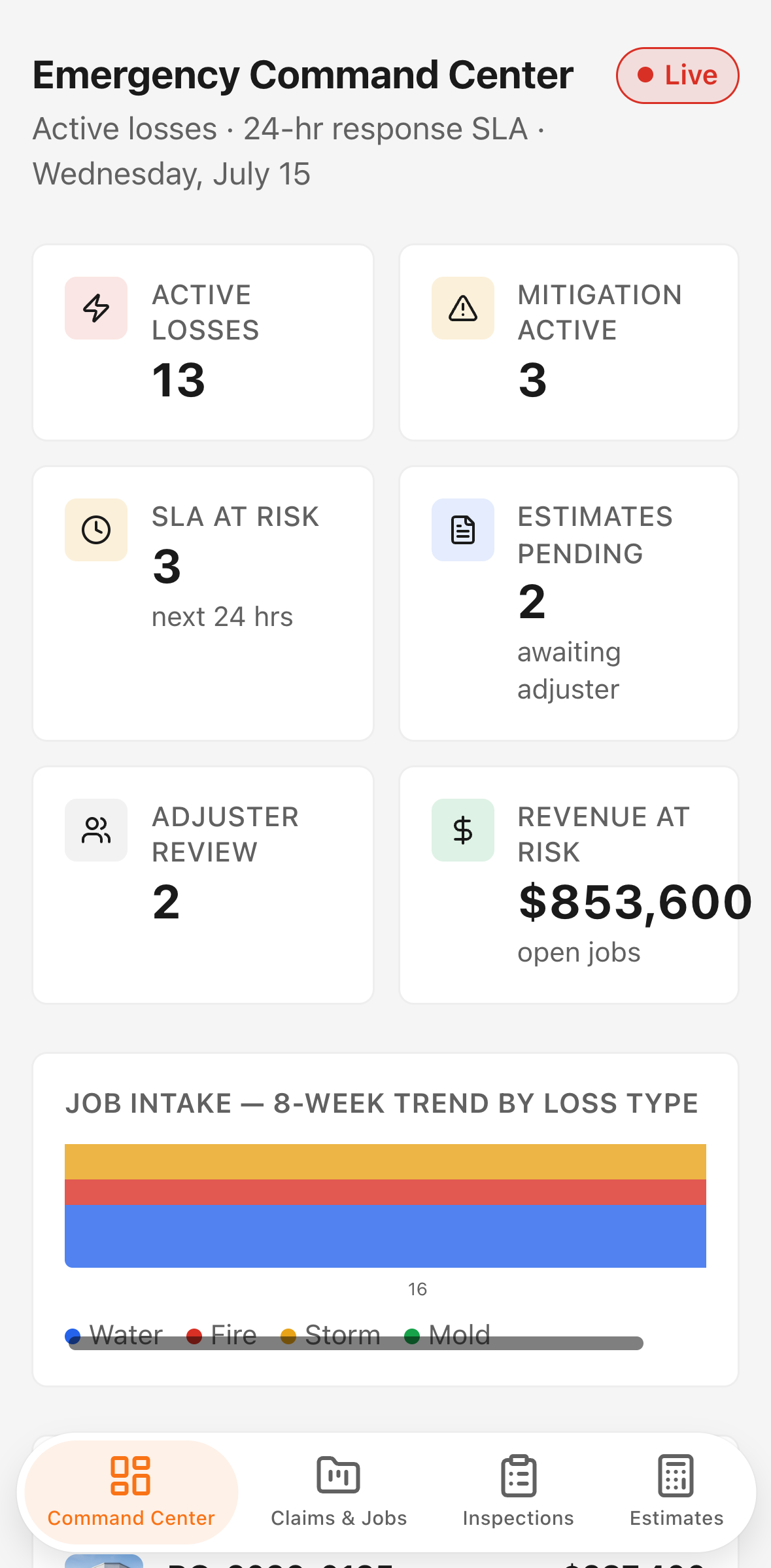 Command Center — mobile screenshot