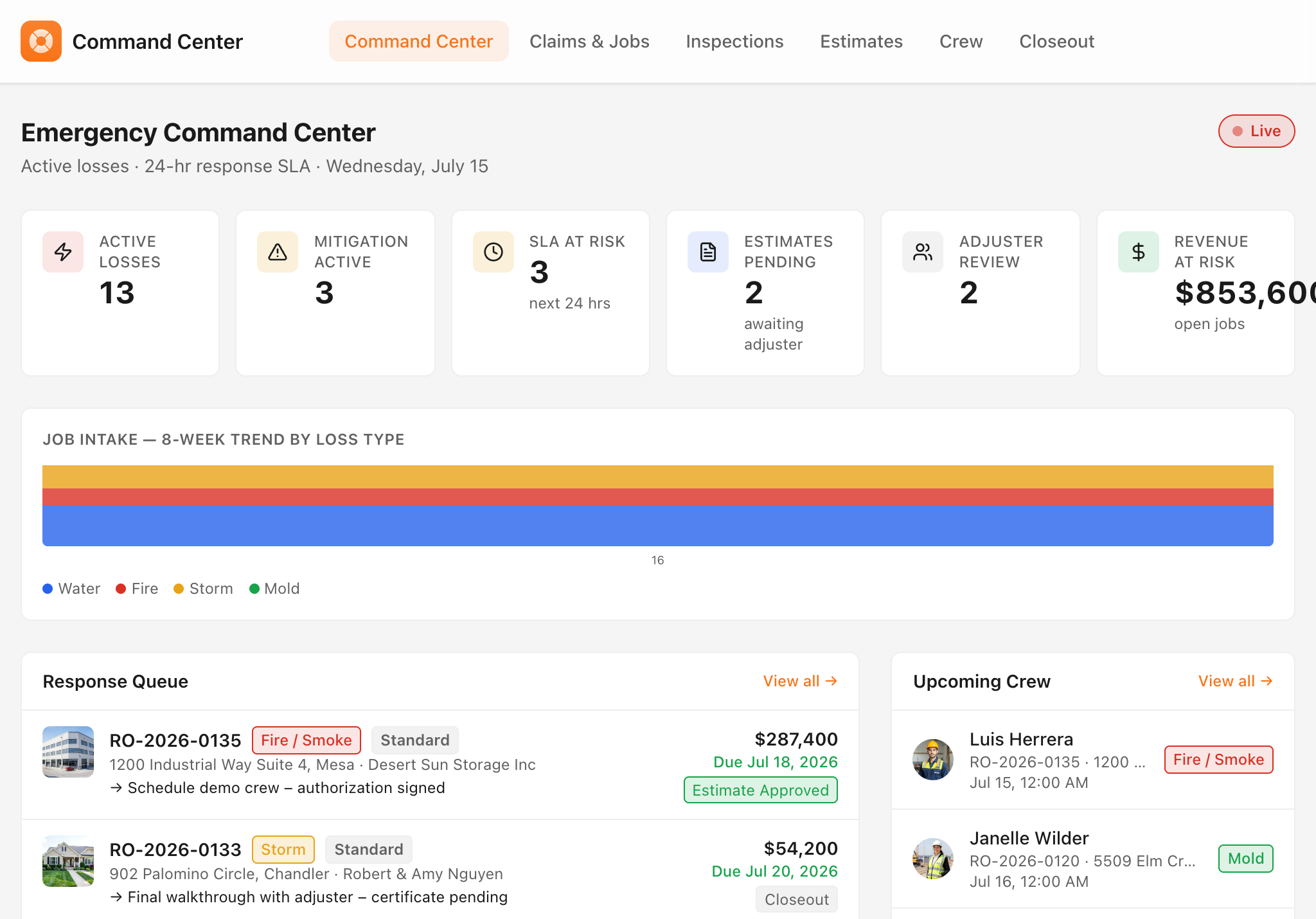 Command Center — tablet screenshot